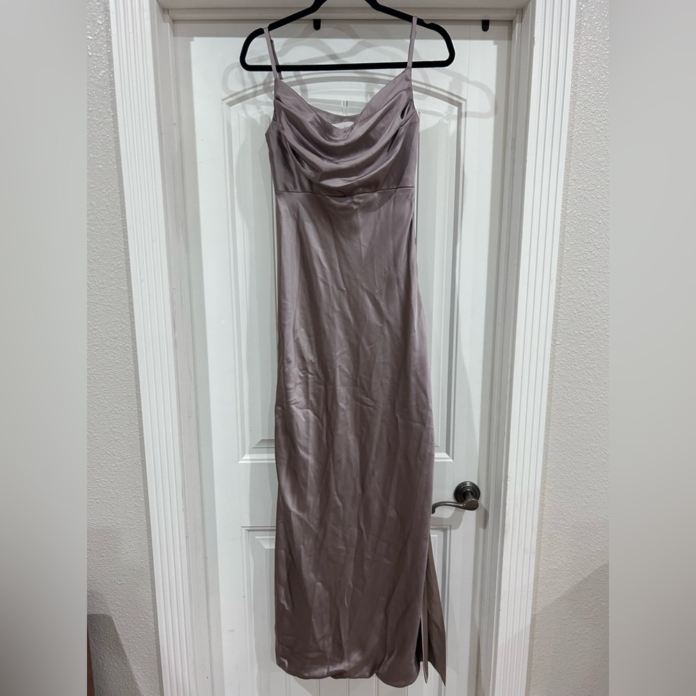 Revelry Elegant Taupe Bridemaid Gown